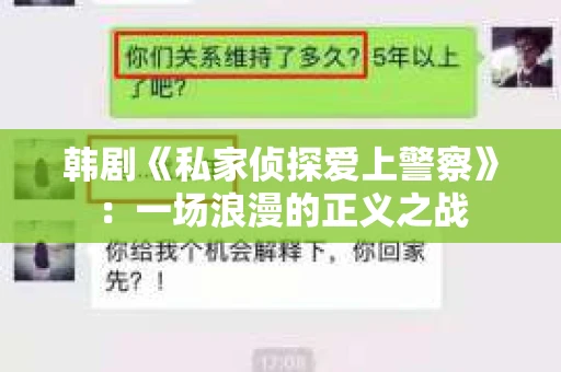 韩剧《私家侦探爱上警察》：一场浪漫的正义之战