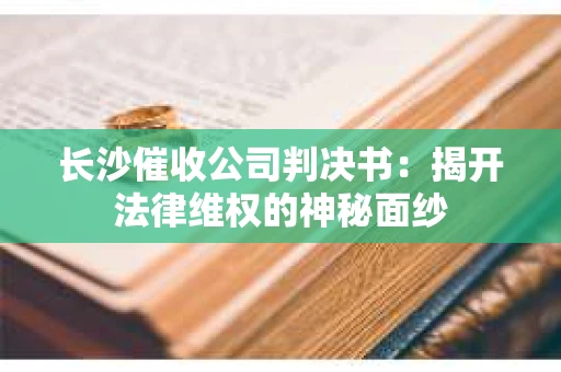 长沙催收公司判决书：揭开法律维权的神秘面纱