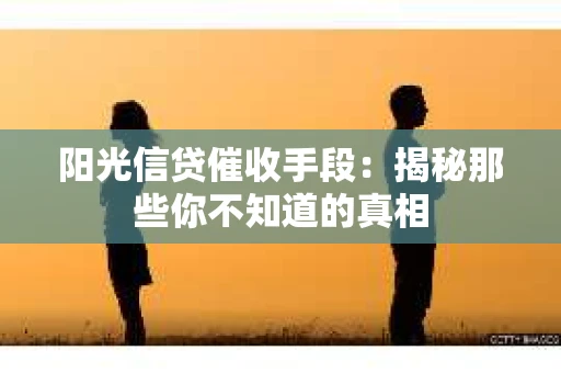 阳光信贷催收手段：揭秘那些你不知道的真相