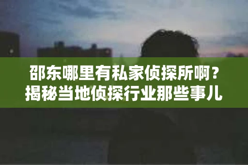 邵东哪里有私家侦探所啊？揭秘当地侦探行业那些事儿