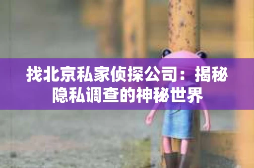 找北京私家侦探公司：揭秘隐私调查的神秘世界